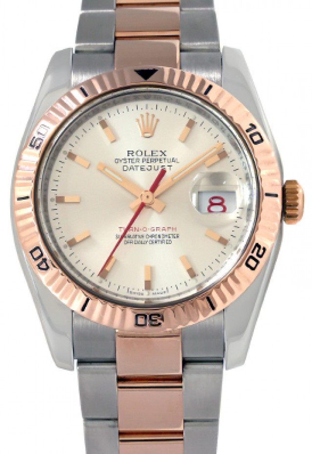 Rolex 116261 Rose Gold & Steel on Oyster, Fluted Bezel Steel with Gold Index